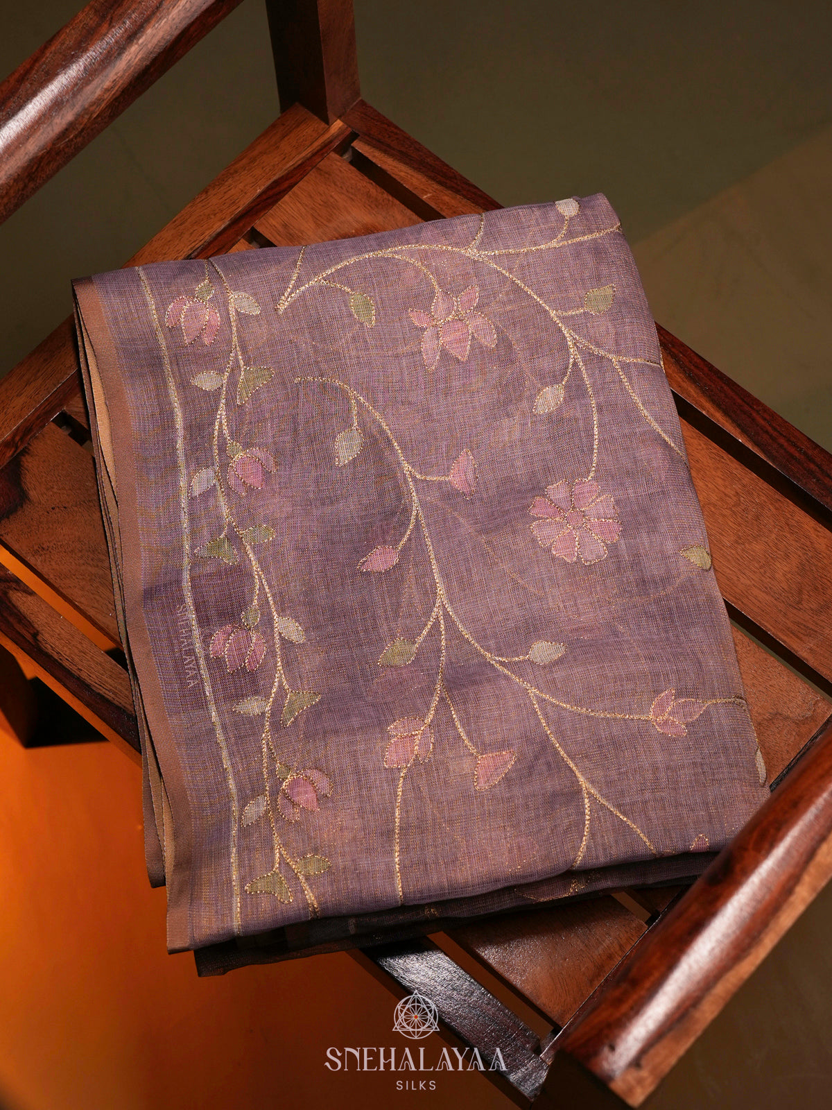 Lilac Linen Saree