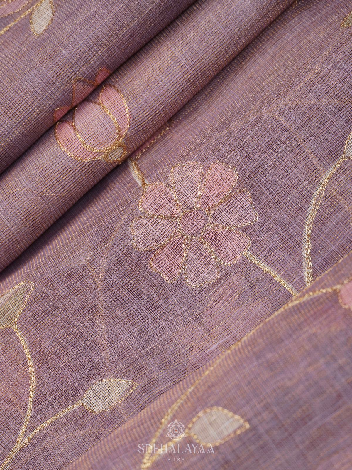 Lilac Linen Saree