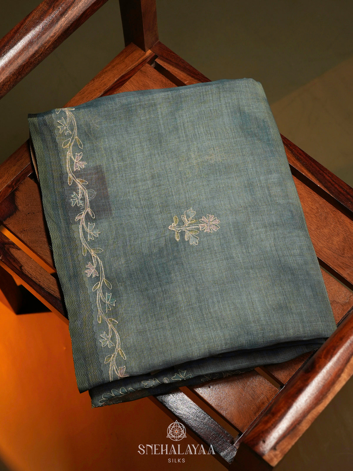 Blue Linen Saree