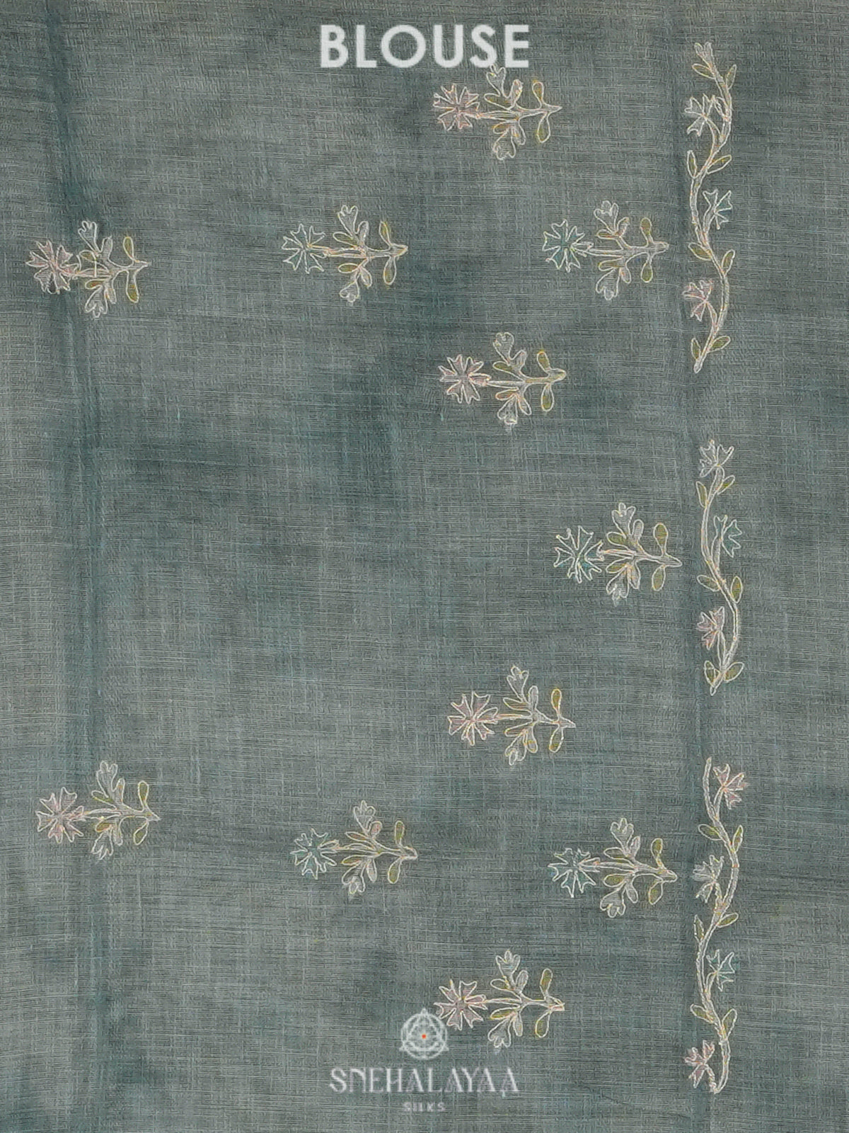 Blue Linen Saree