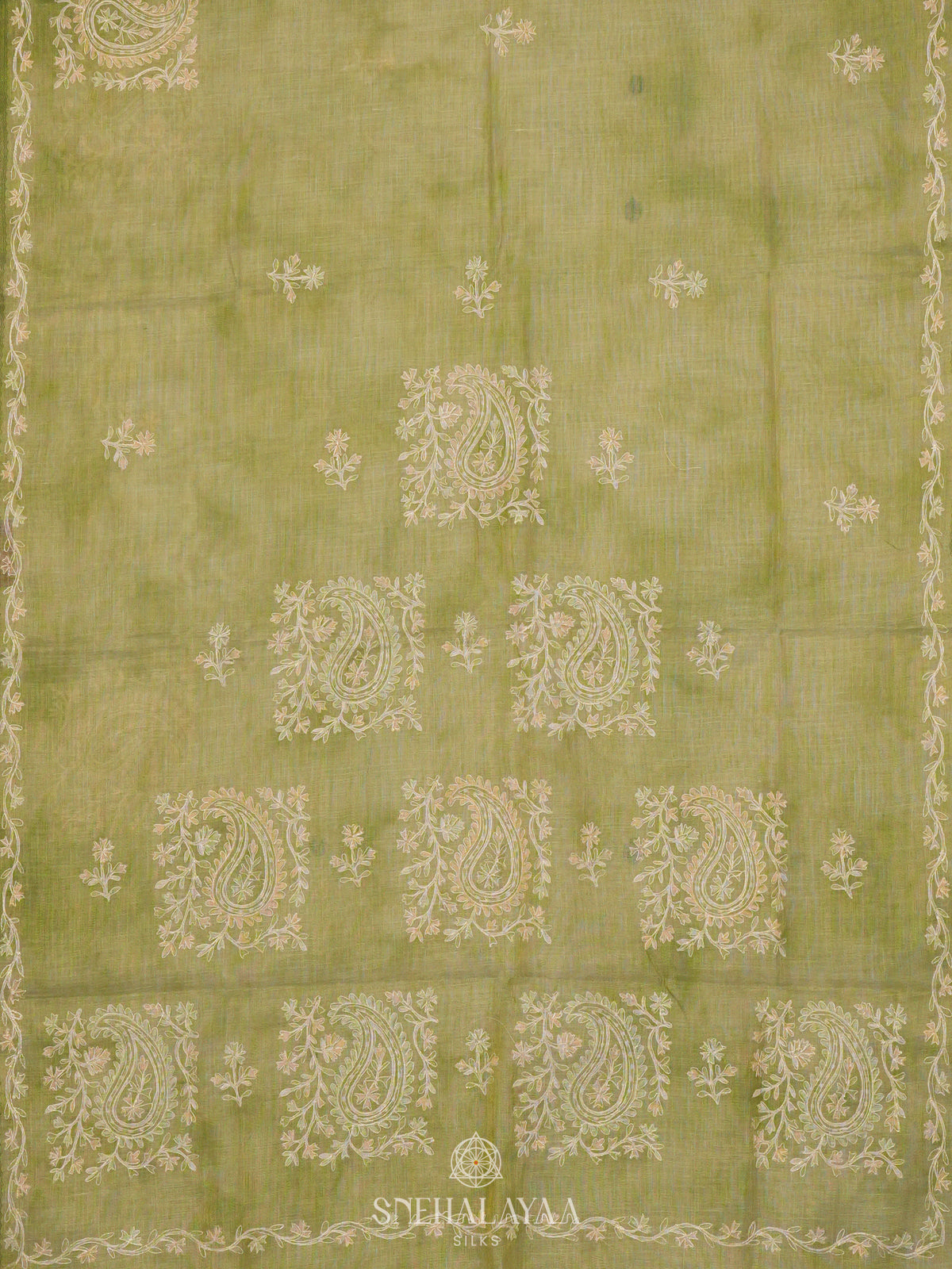 Green Linen Saree