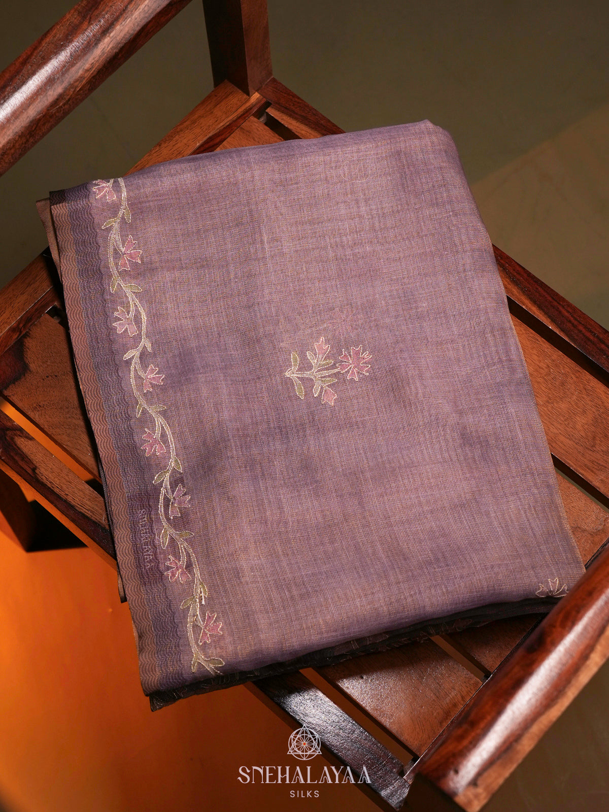 Lilac Linen Saree