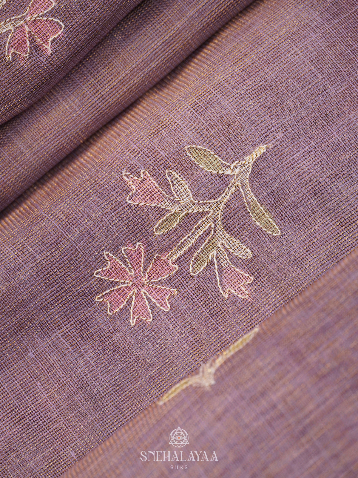 Lilac Linen Saree