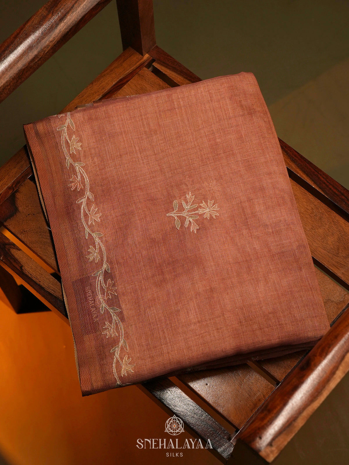 Peach Linen Saree