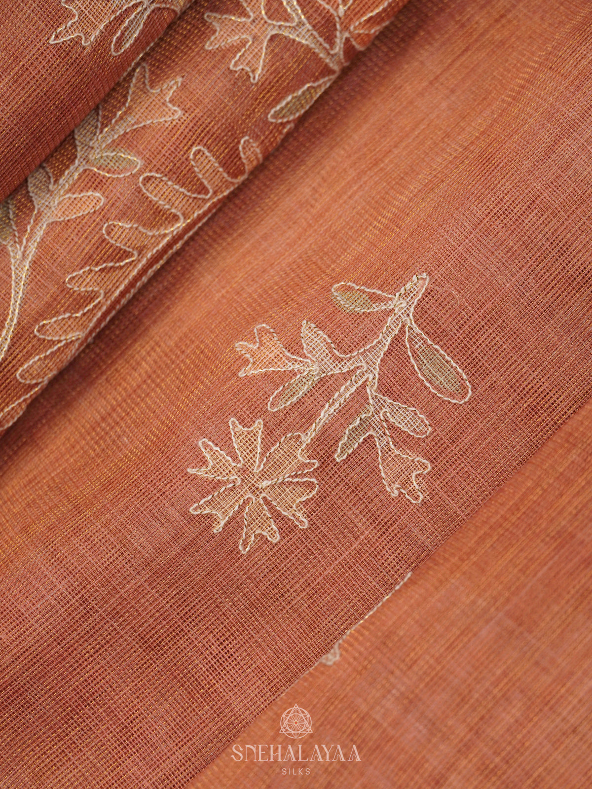 Peach Linen Saree