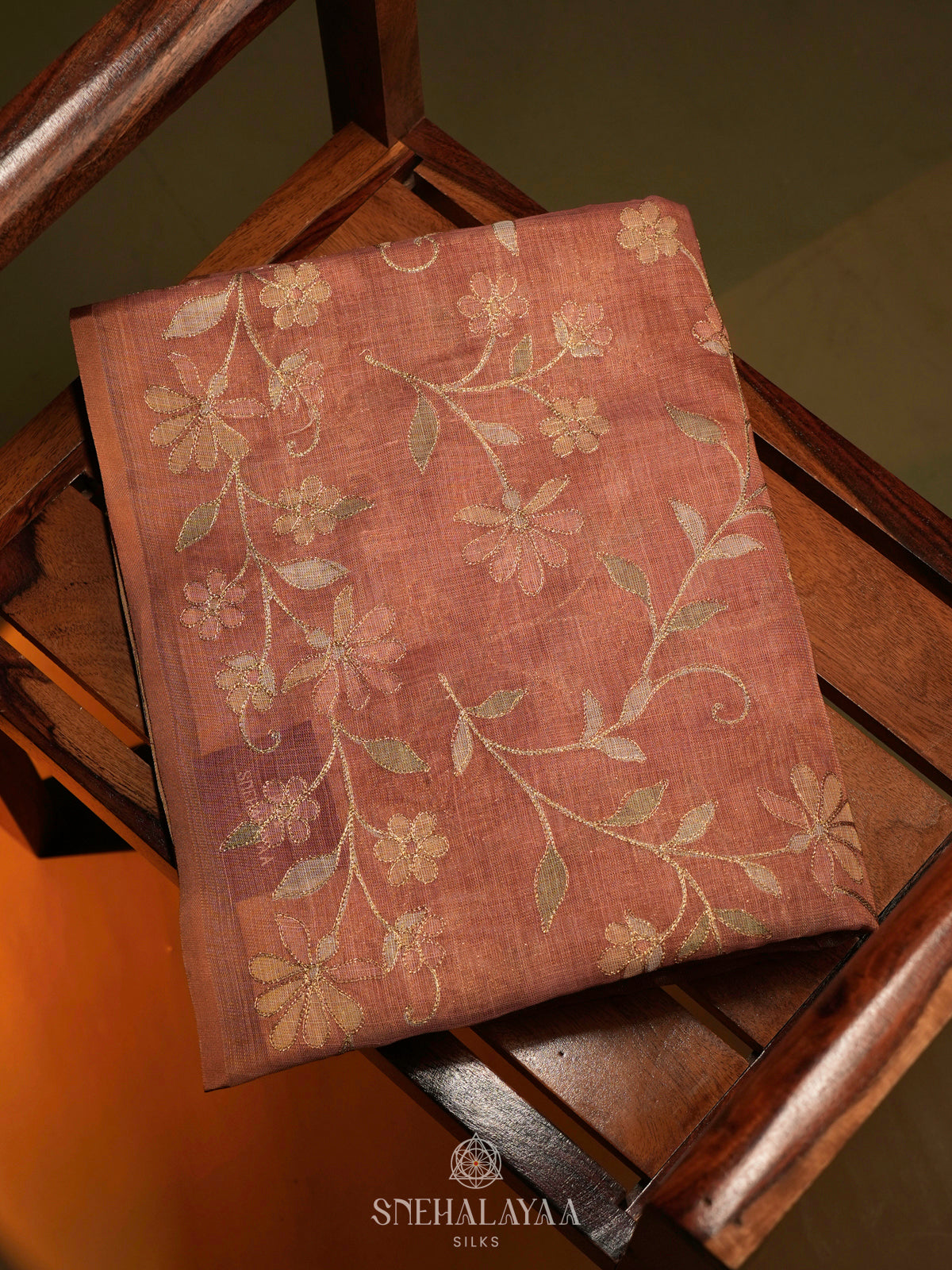 Peach Linen Saree