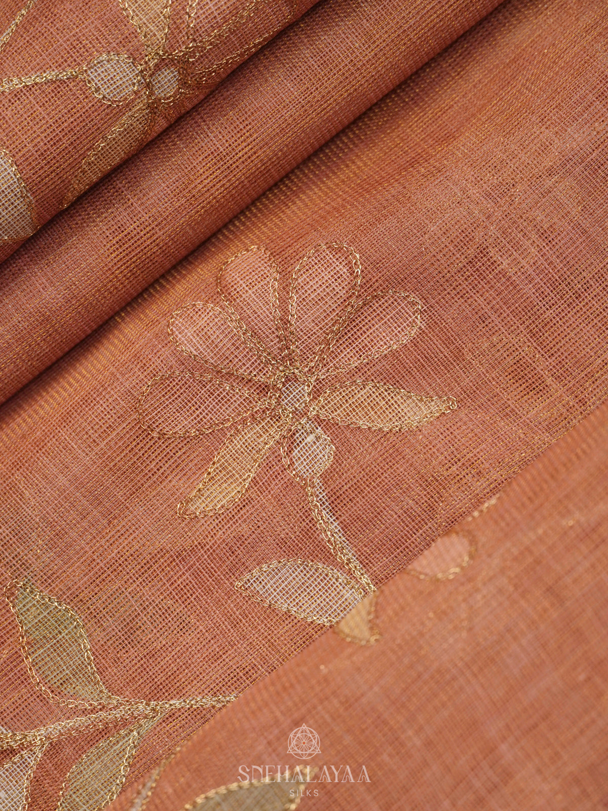 Peach Linen Saree