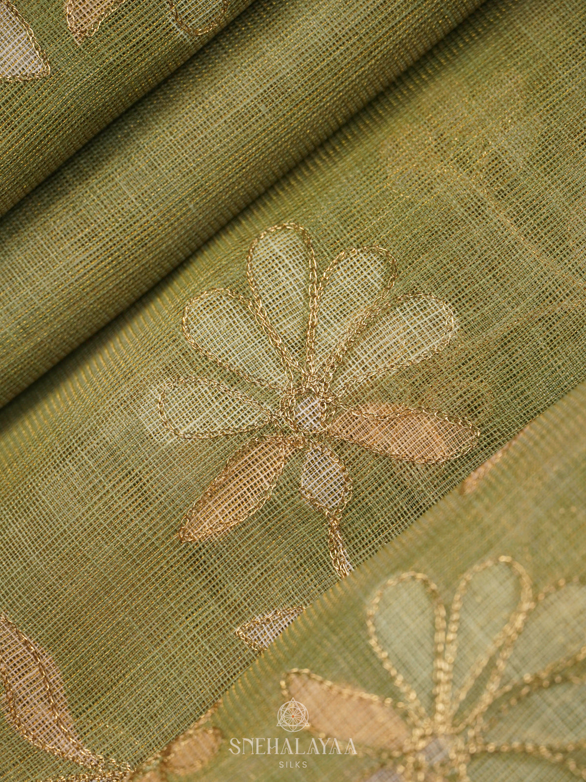 Green Linen Saree