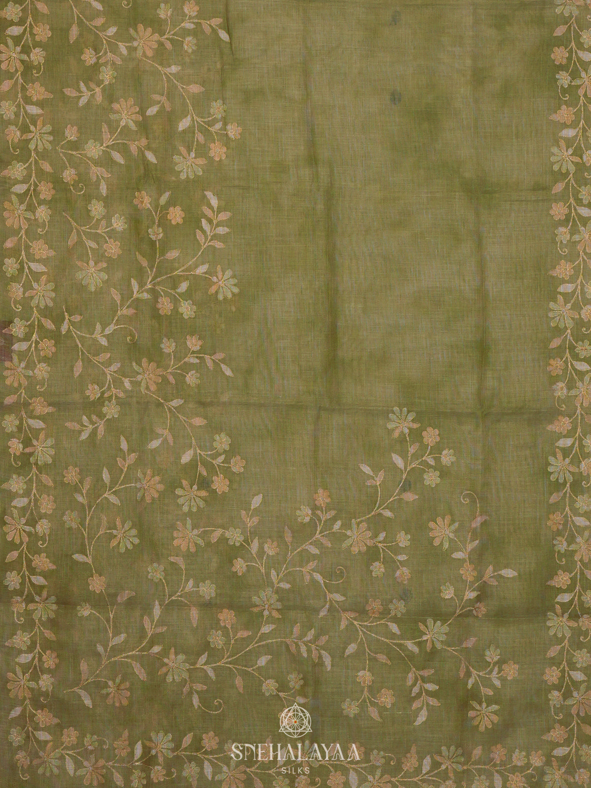 Green Linen Saree