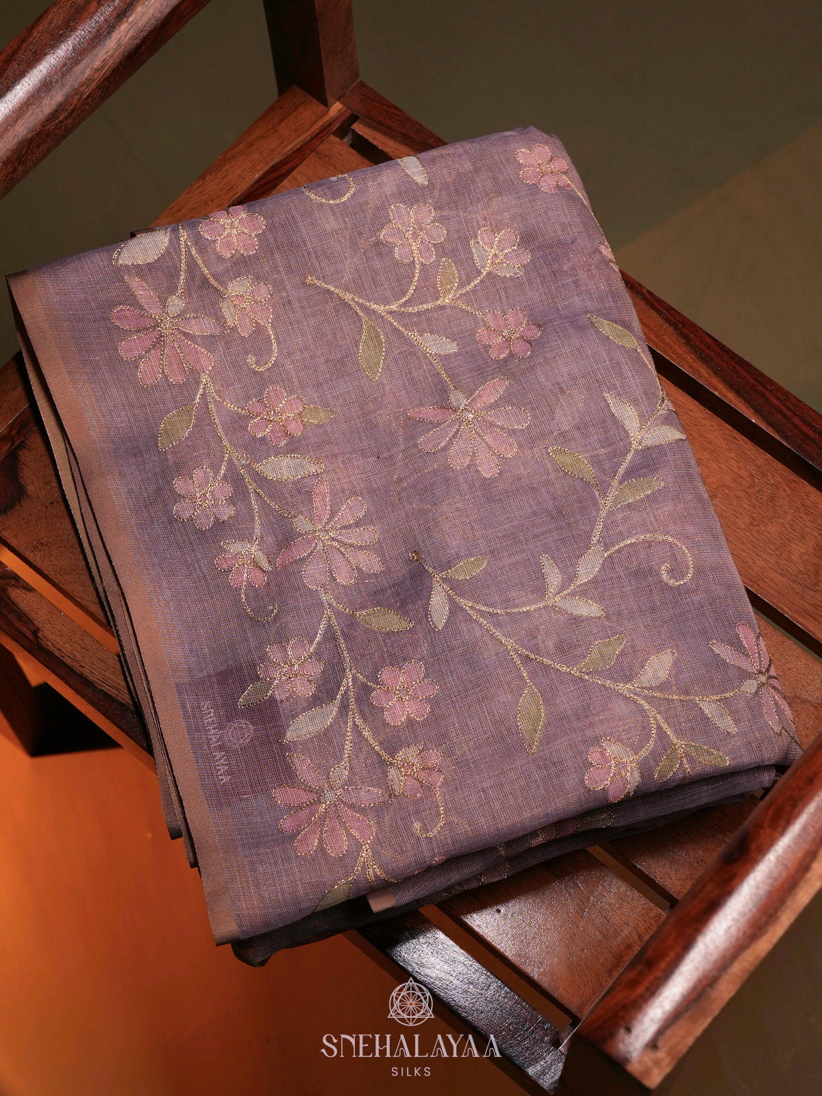 Lilac Linen Saree