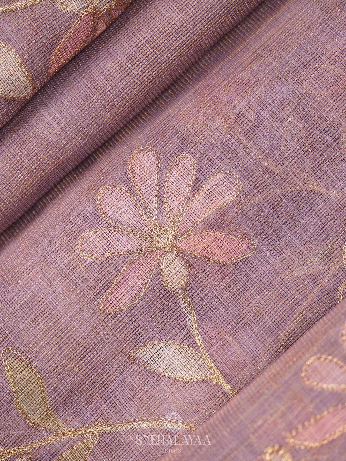 Lilac Linen Saree
