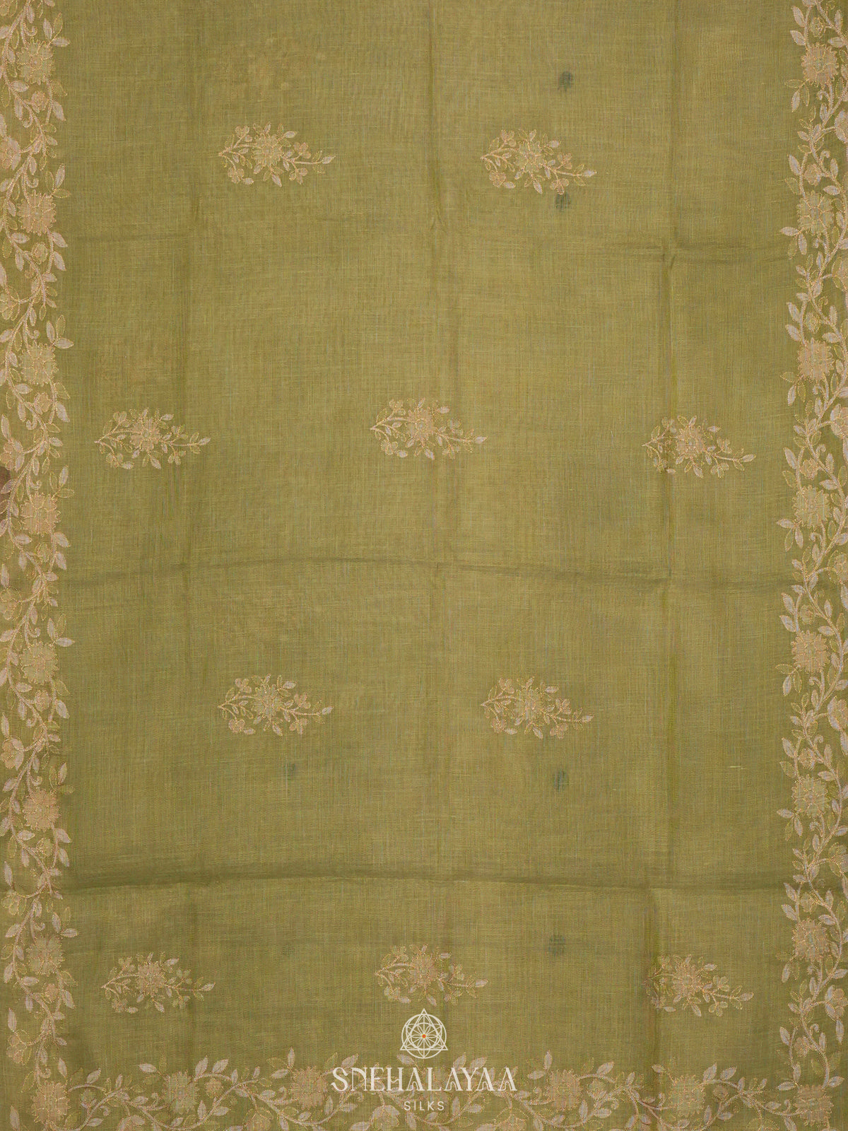 Green Linen Saree
