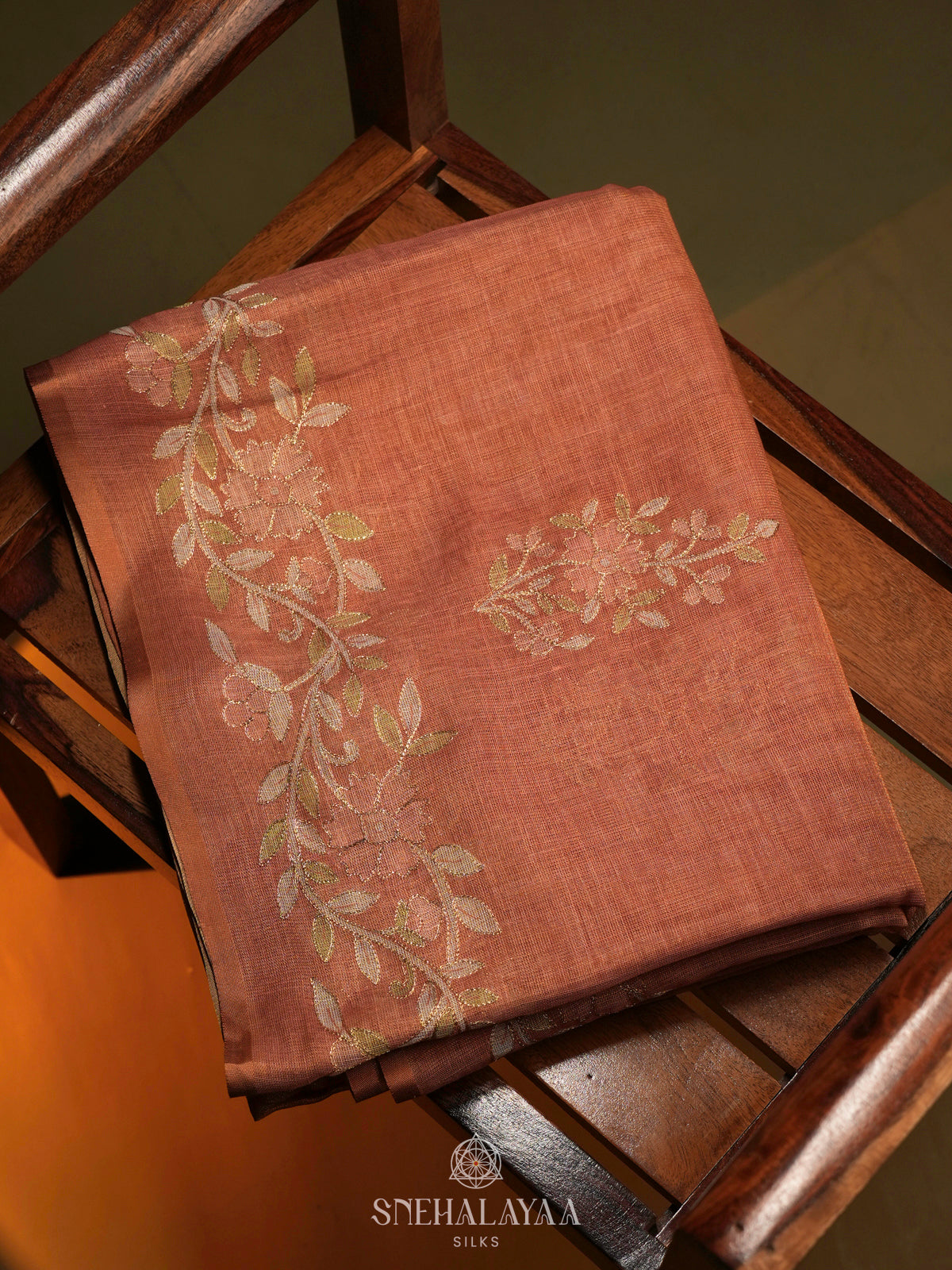 Peach Linen Saree