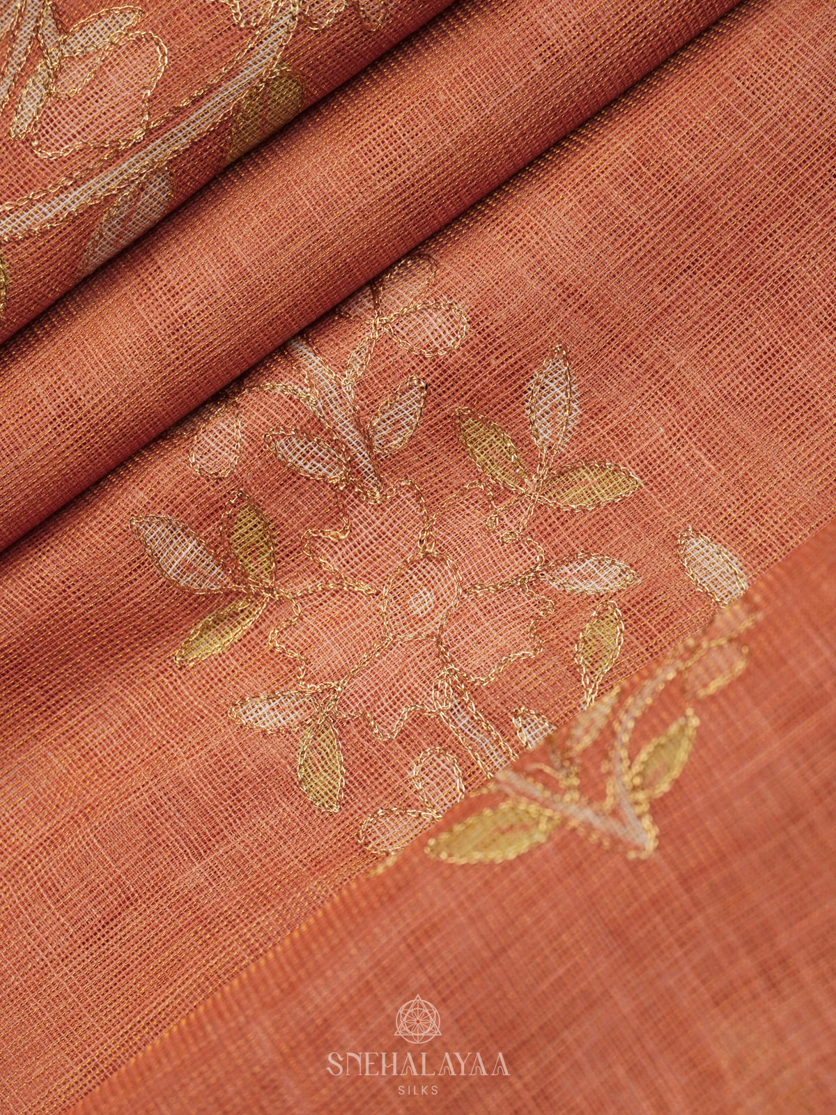Peach Linen Saree