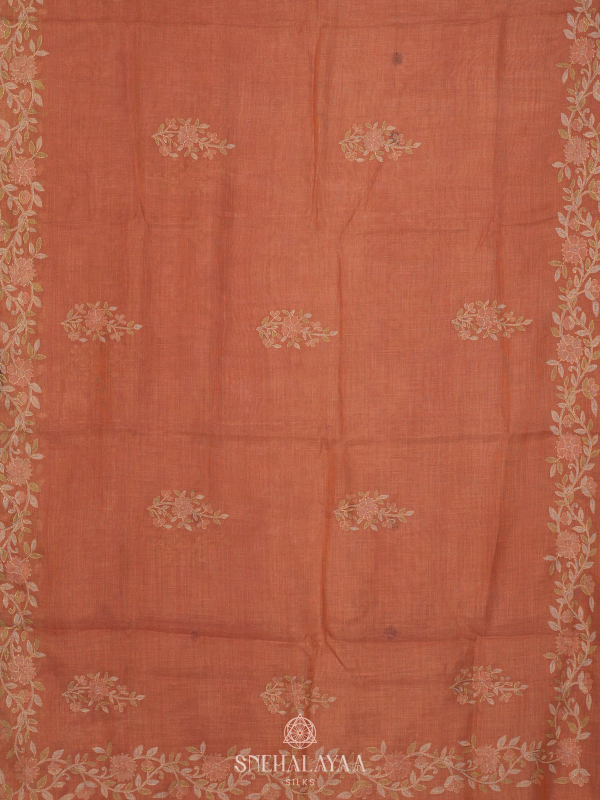 Peach Linen Saree