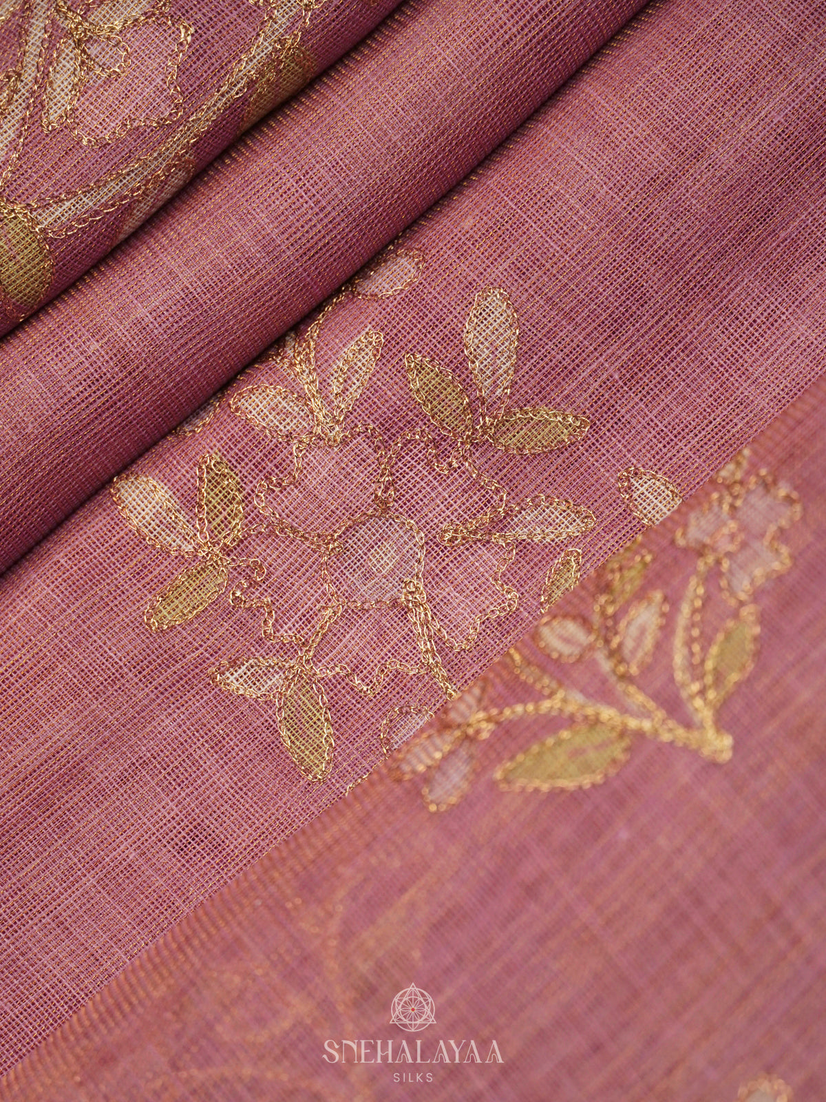 Pink Linen Saree