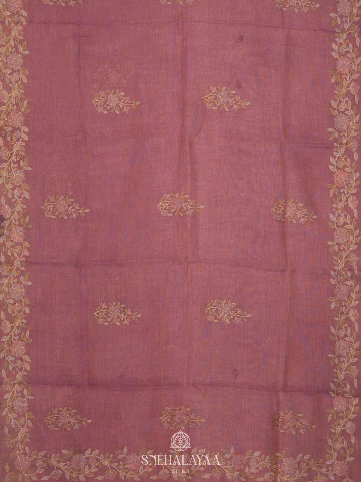 Pink Linen Saree