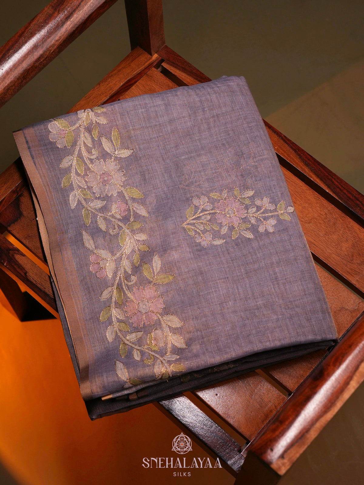 Lilac Linen Saree
