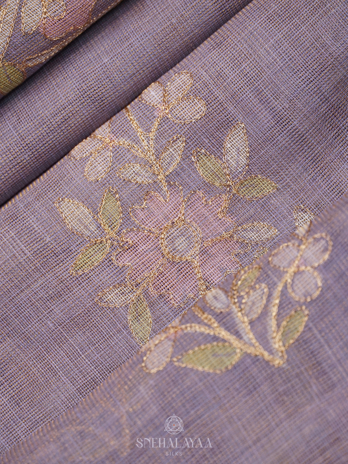 Lilac Linen Saree