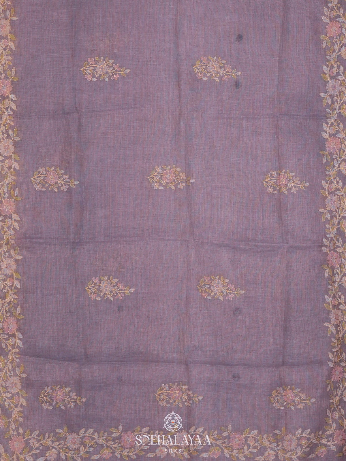 Lilac Linen Saree