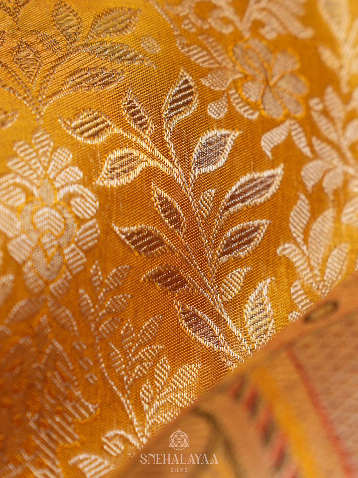 Golden Yellow Kanjivaram Silk Saree