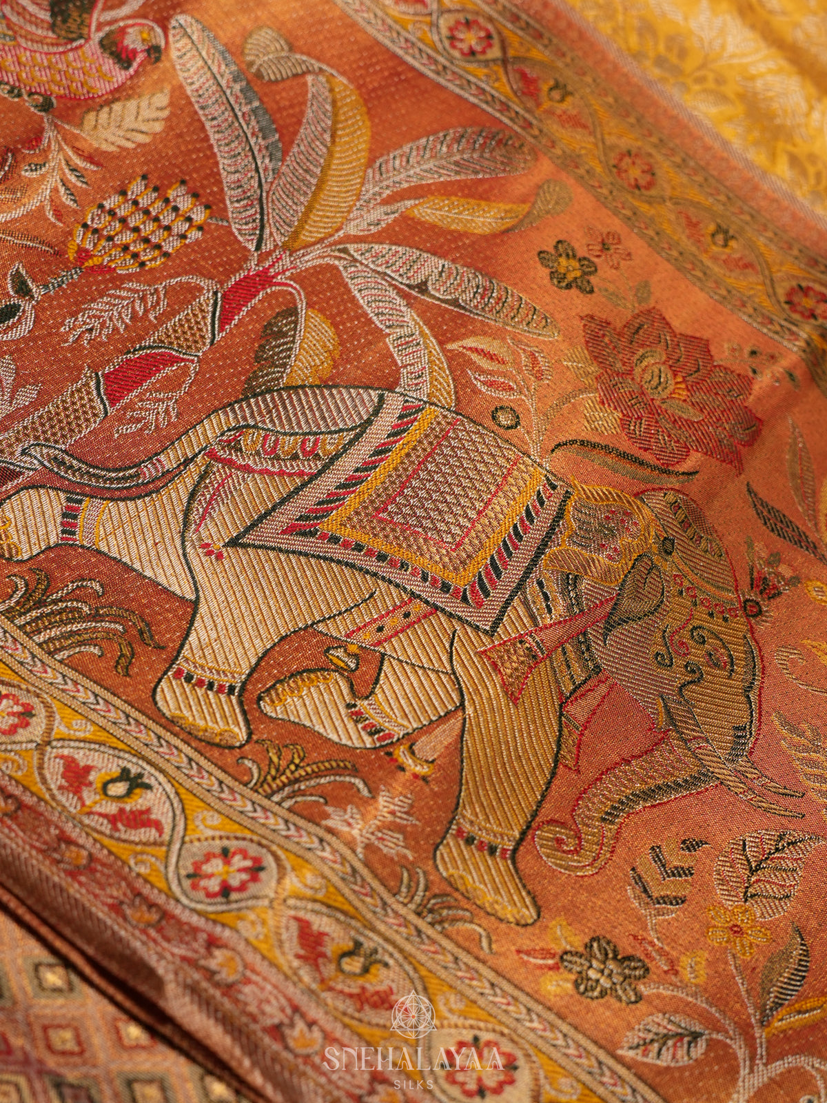 Golden Yellow Kanjivaram Silk Saree