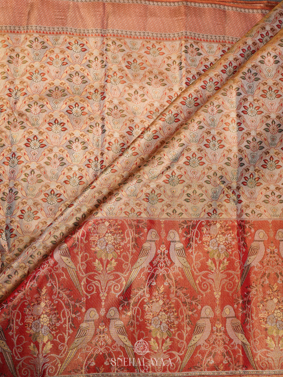 Biege Gold Kanjivaram Silk Saree