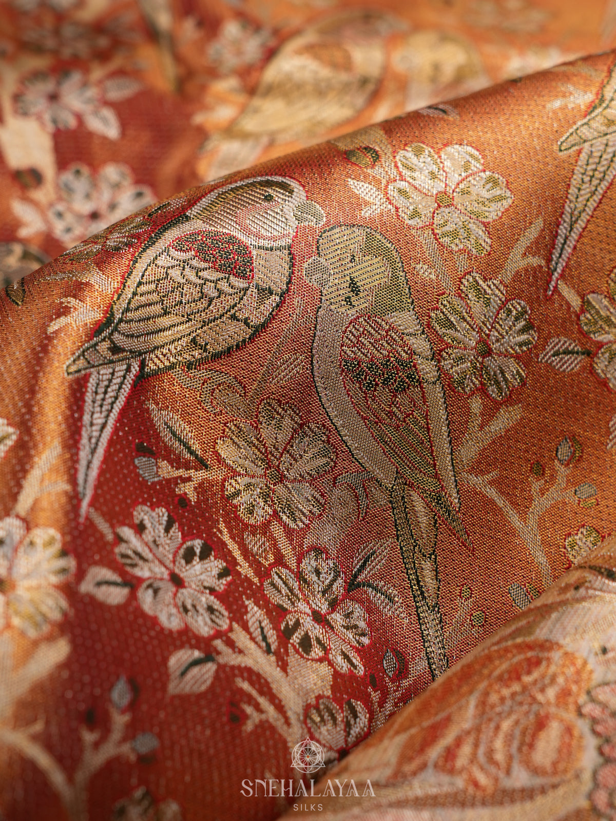 Orange Kanjivaram Silk Saree