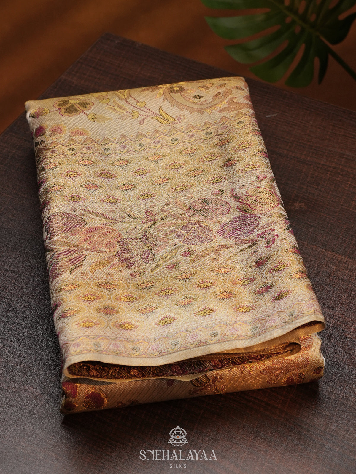 Biege Gold Kanjivaram Silk Saree