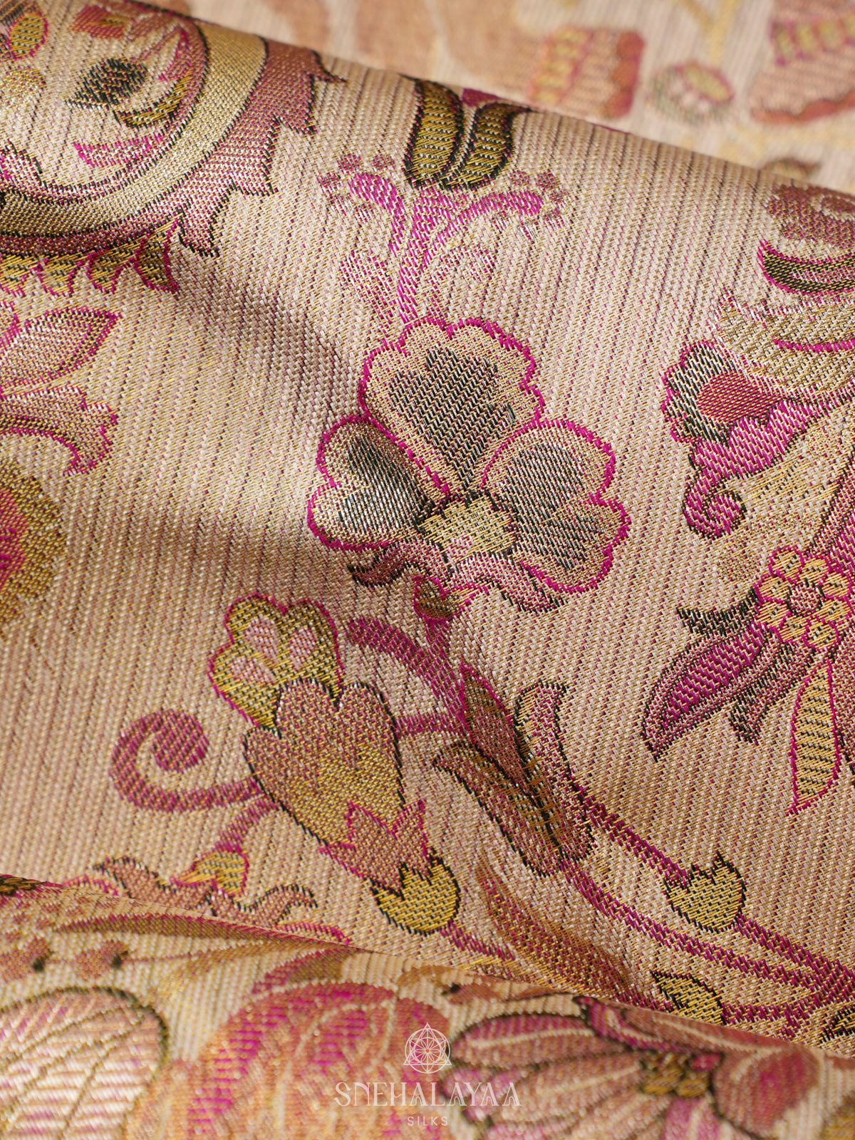 Biege Gold Kanjivaram Silk Saree
