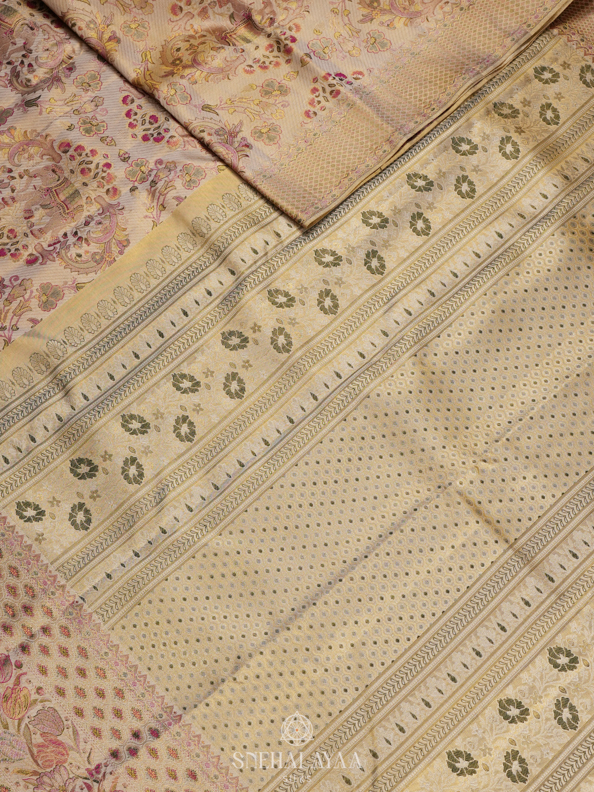 Biege Gold Kanjivaram Silk Saree