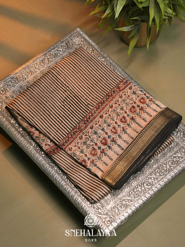 Beige Chanderi Saree