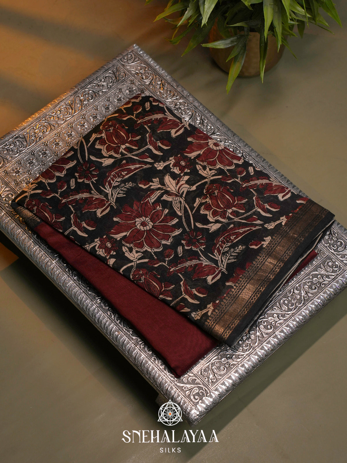 Maroon Chanderi Saree