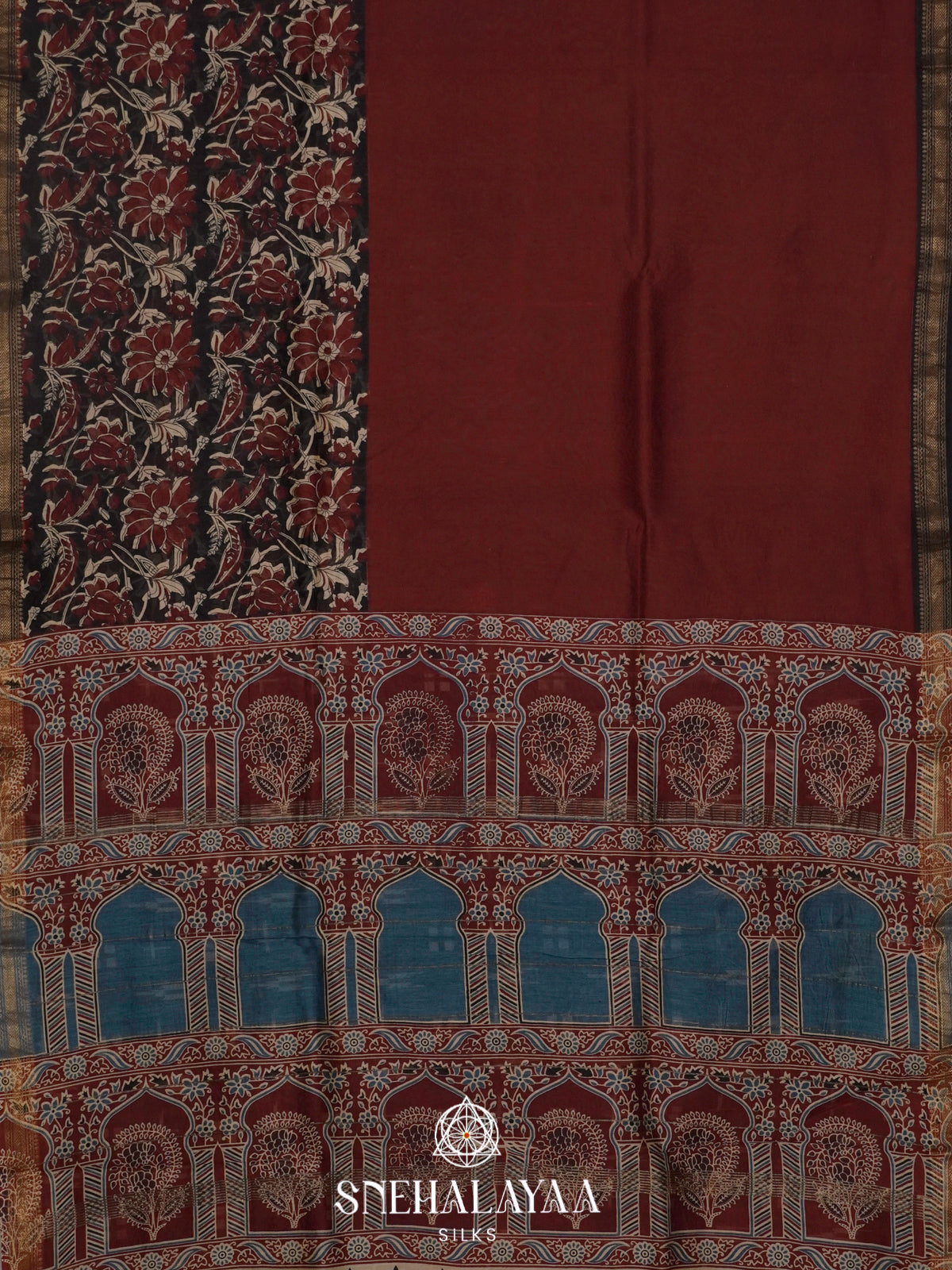 Maroon Chanderi Saree