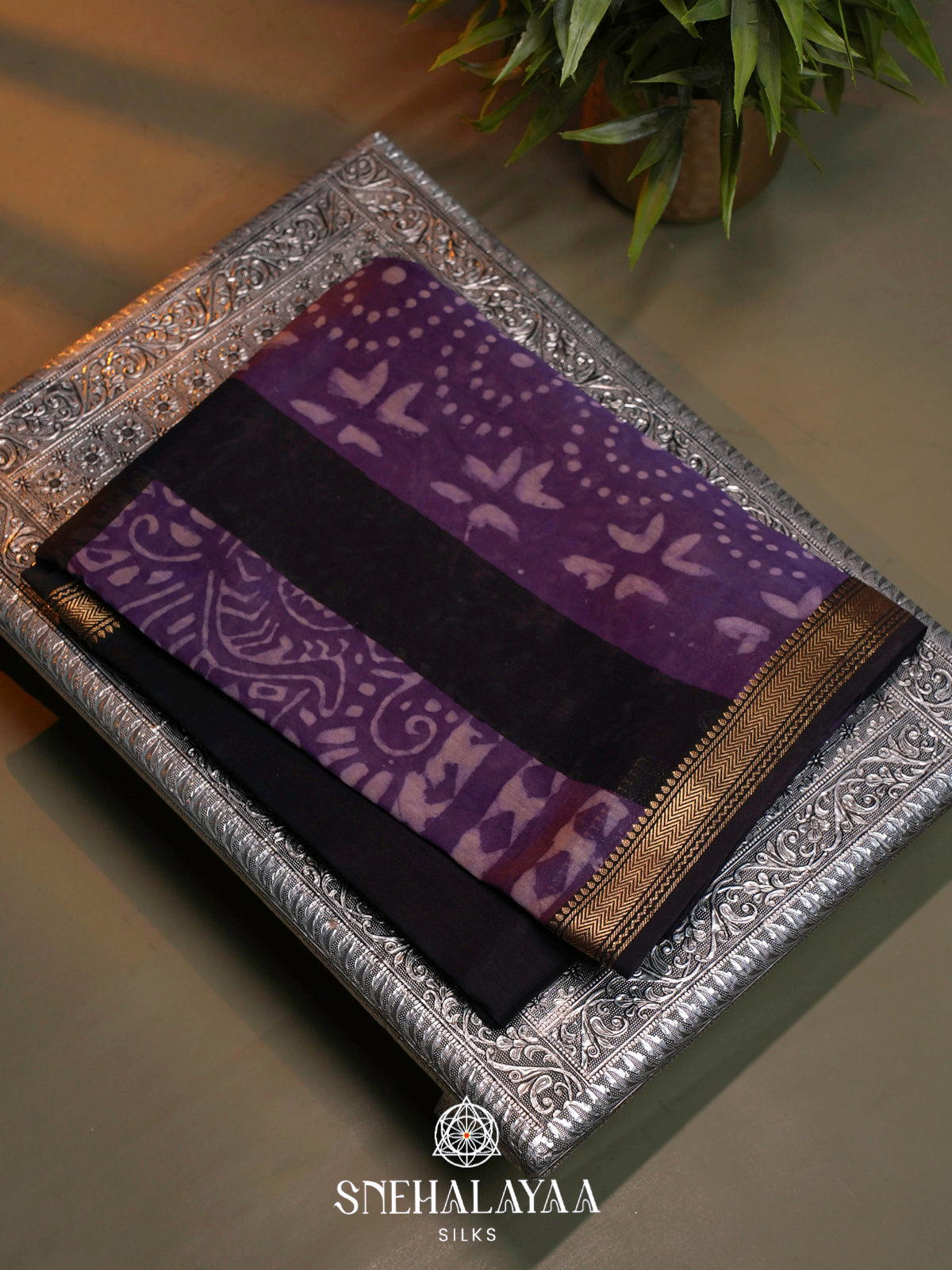 Black Chanderi Saree