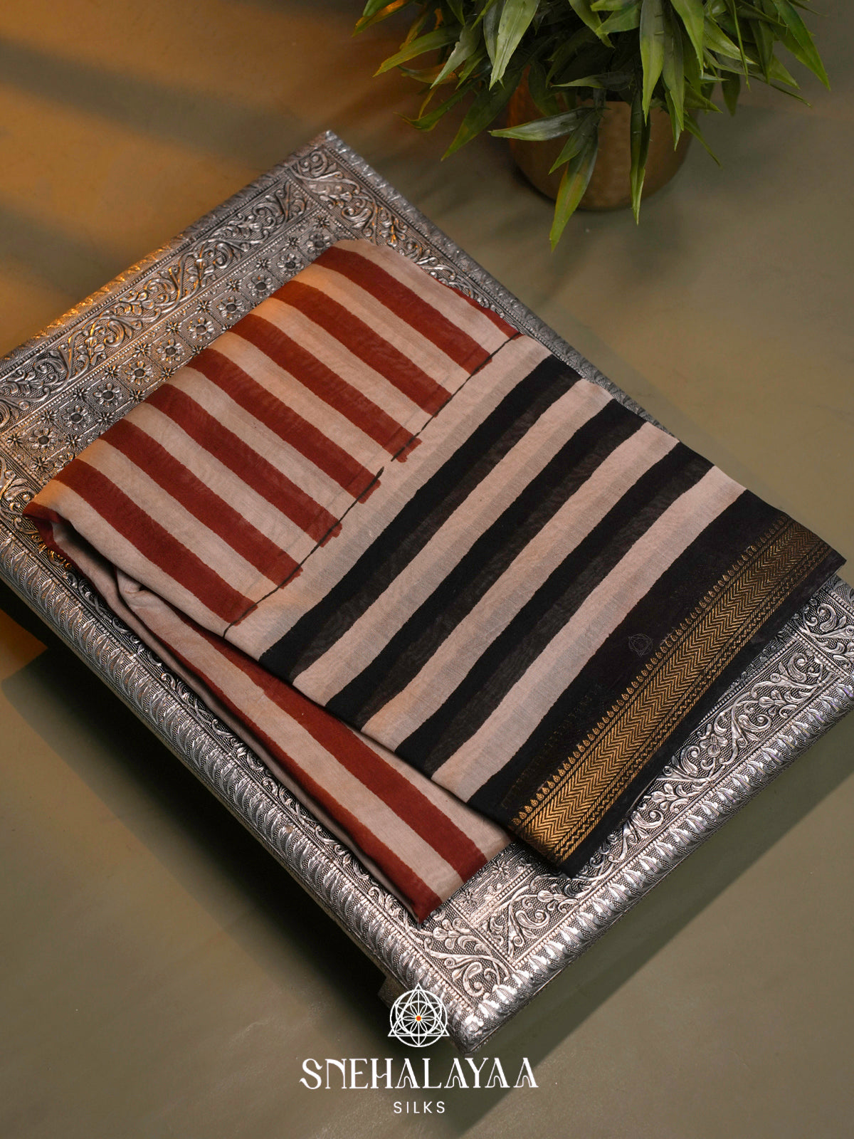 Beige Chanderi Saree