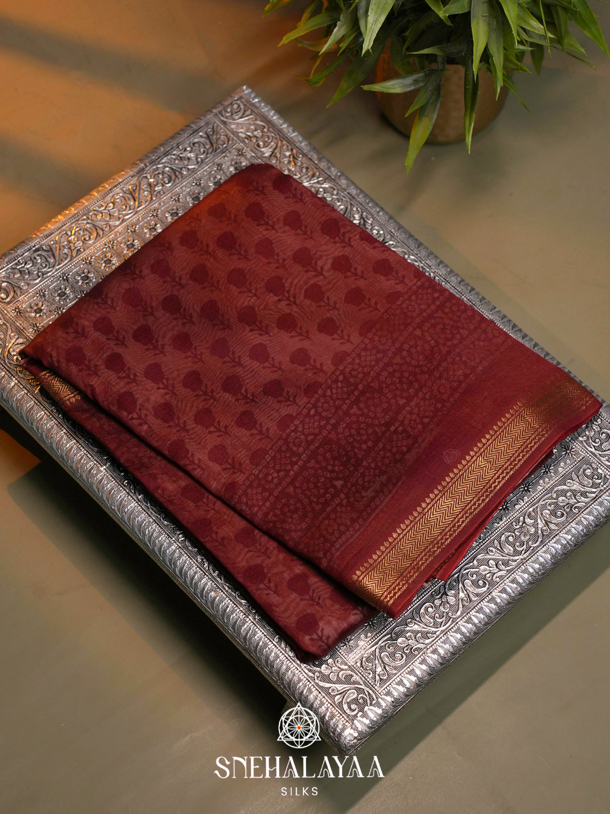 Maroon Chanderi Saree