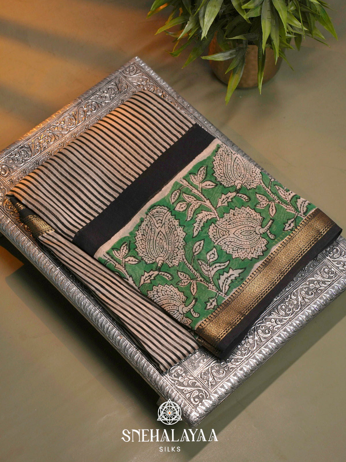 Beige Chanderi Saree