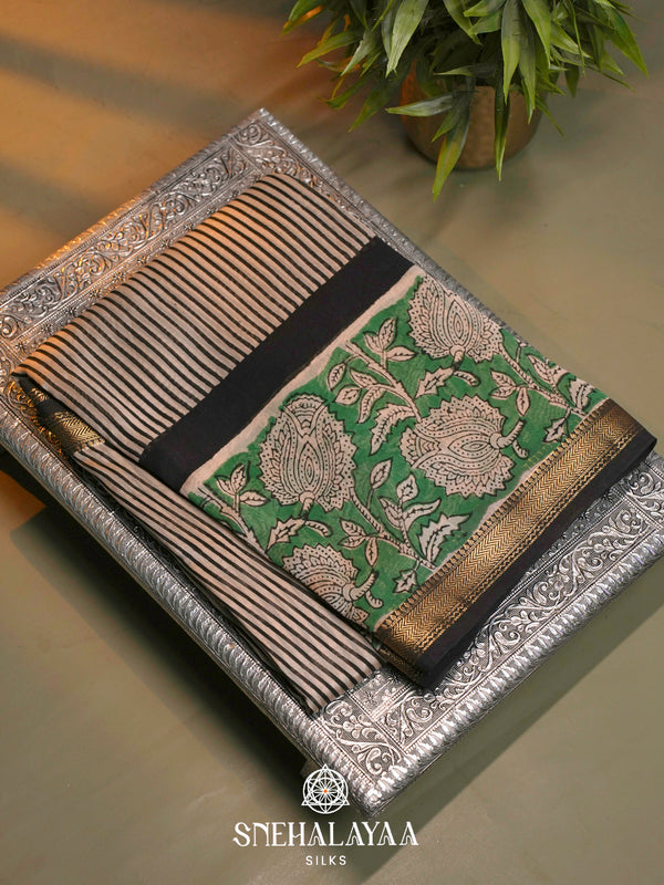 Beige Chanderi Saree