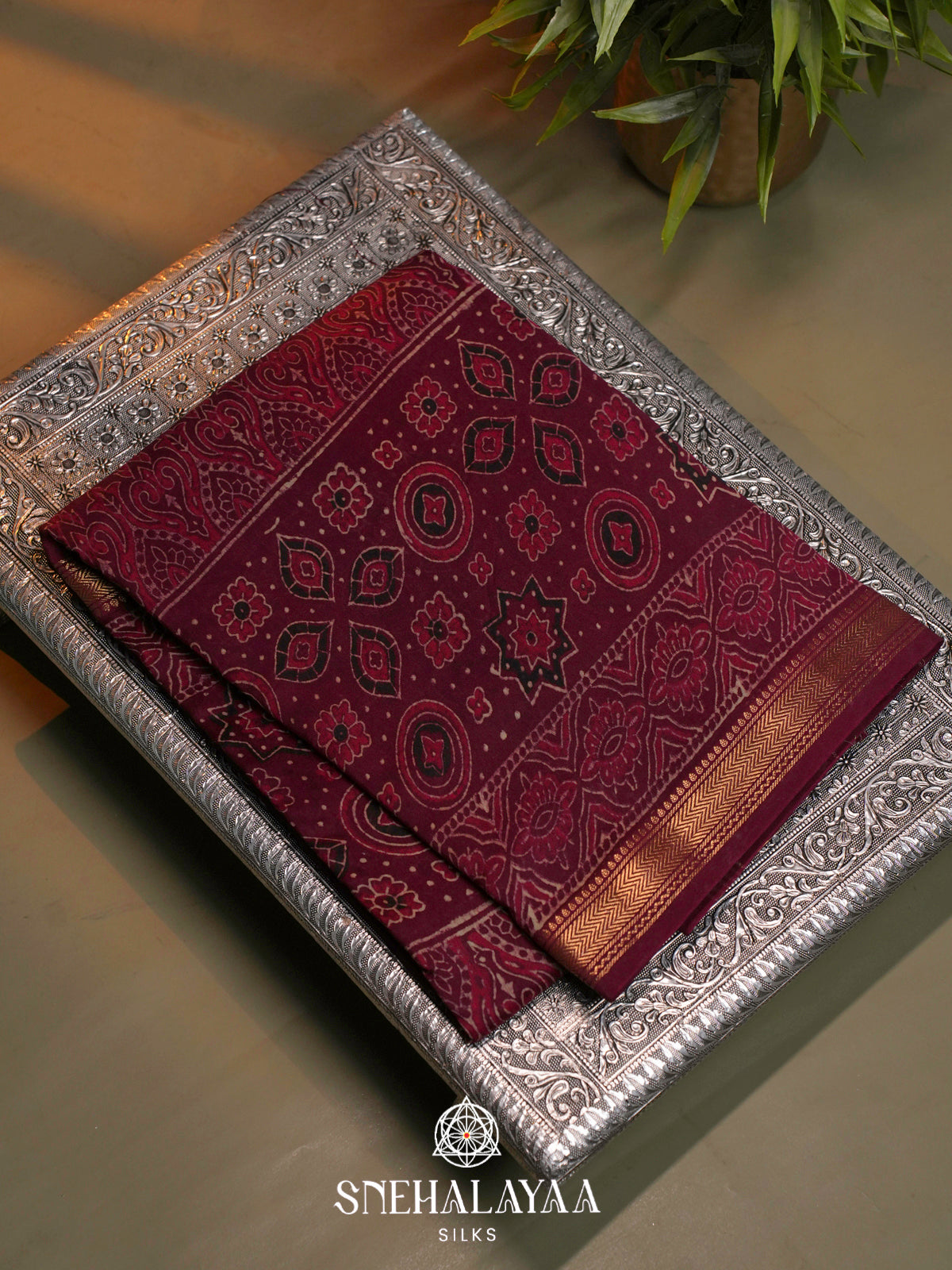Beige Chanderi Saree