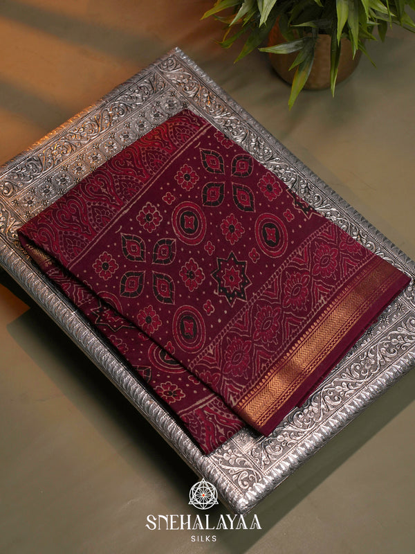Maroon Chanderi Saree