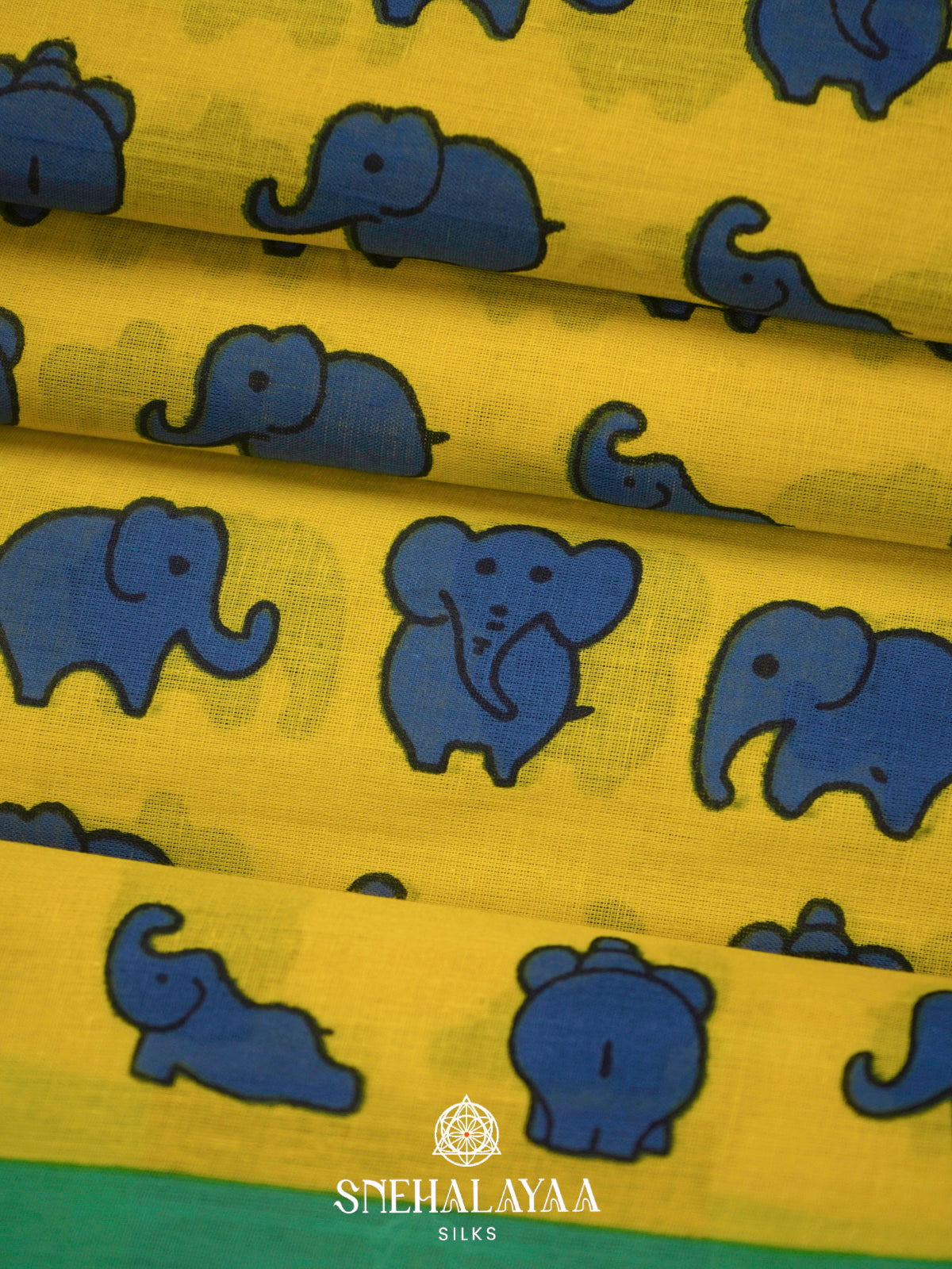 Yellow Jaipur Cotton Saree