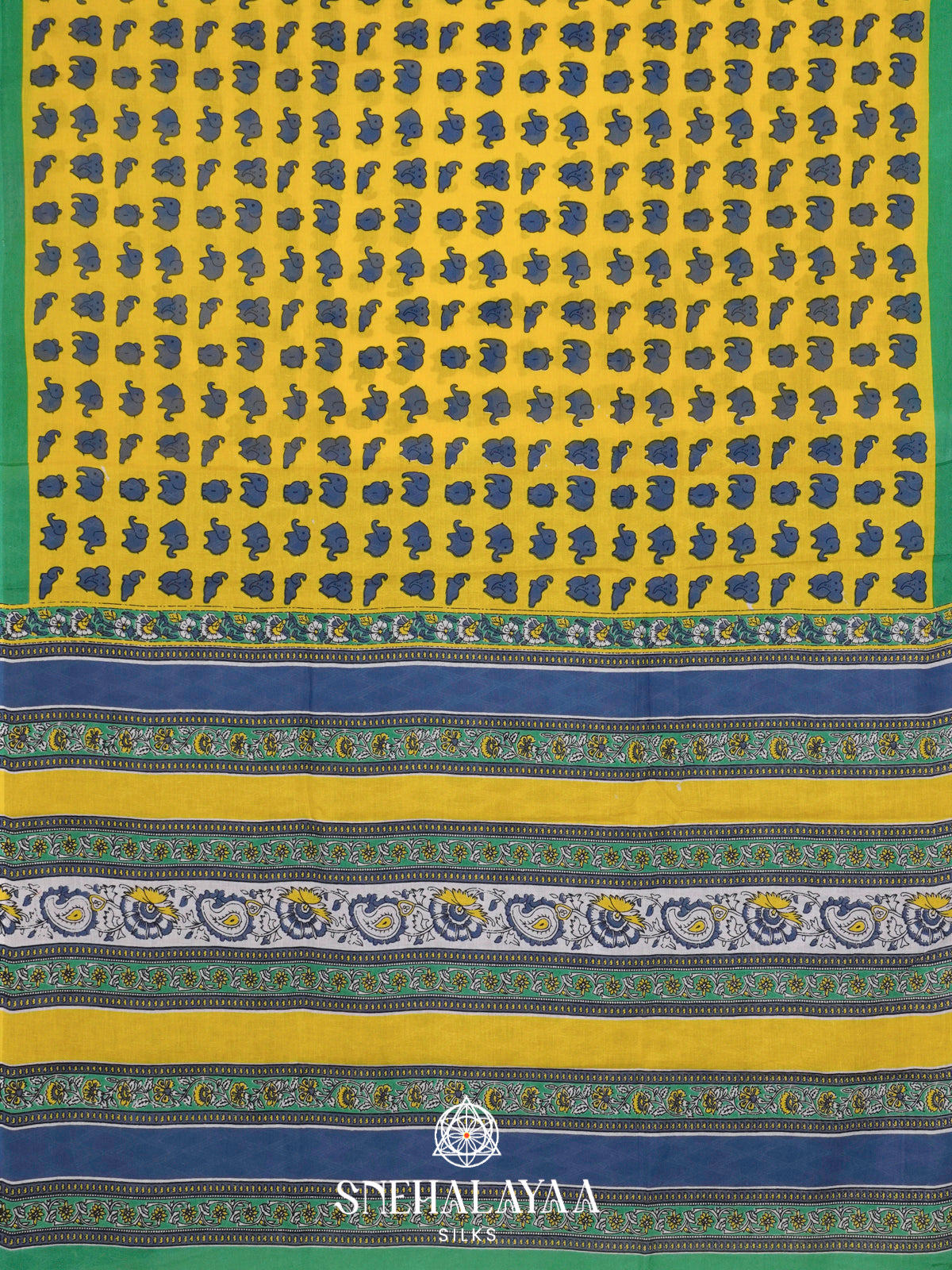 Yellow Jaipur Cotton Saree