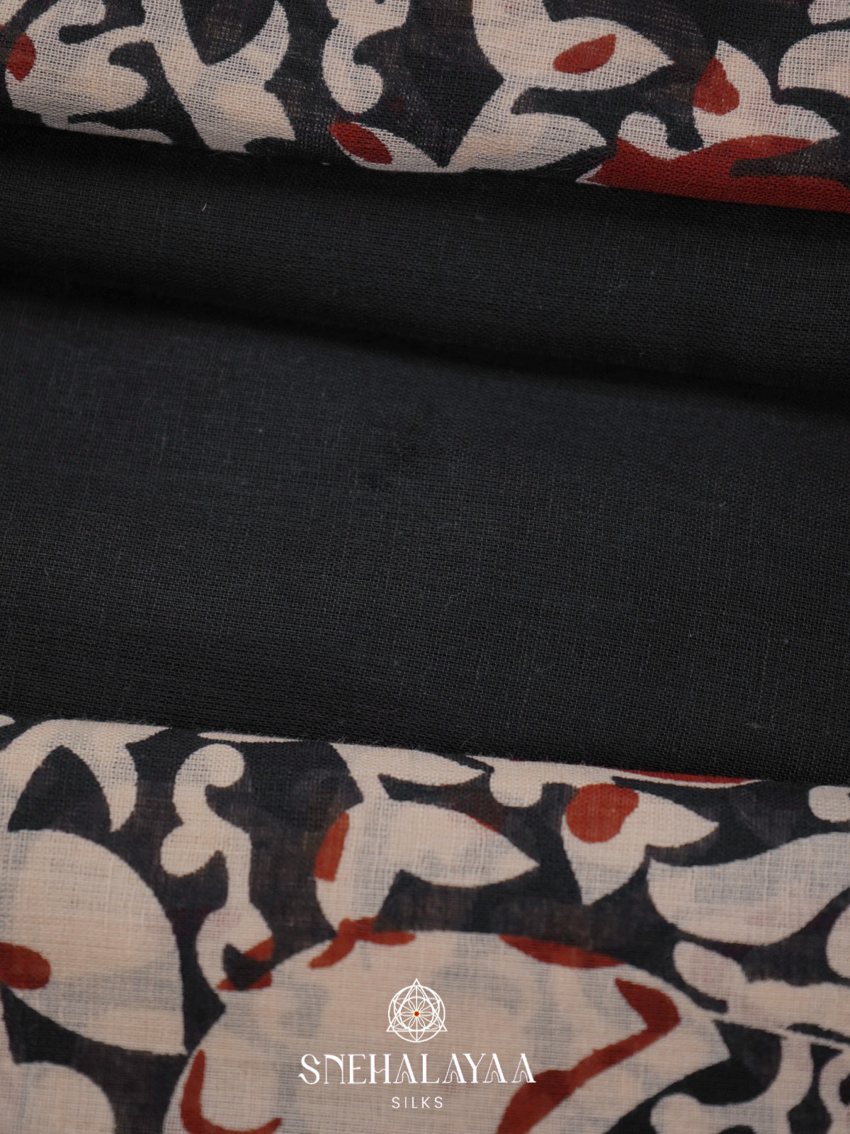 Black Jaipur Cotton Saree