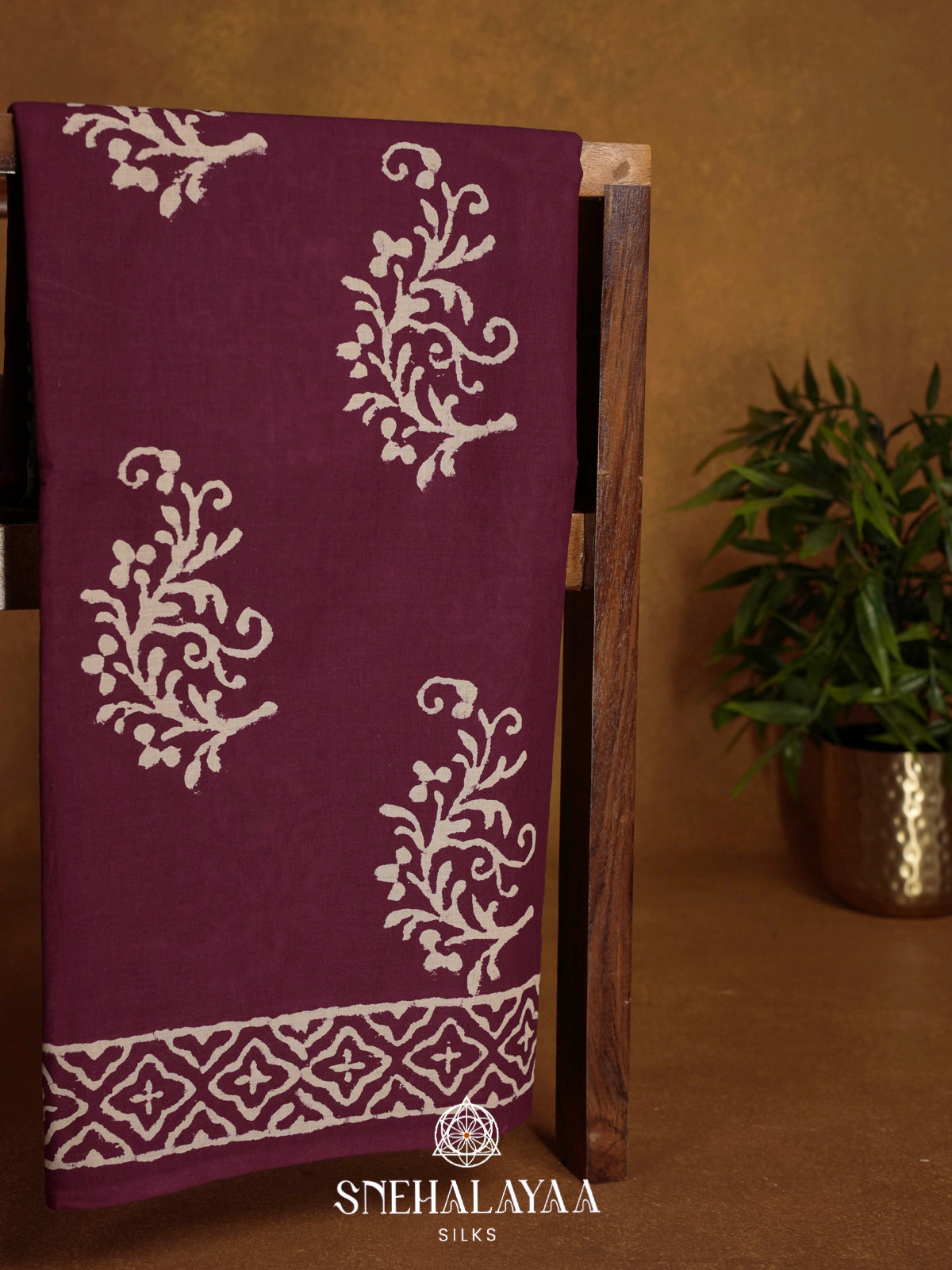 Wine Jaipur Cotton Saree