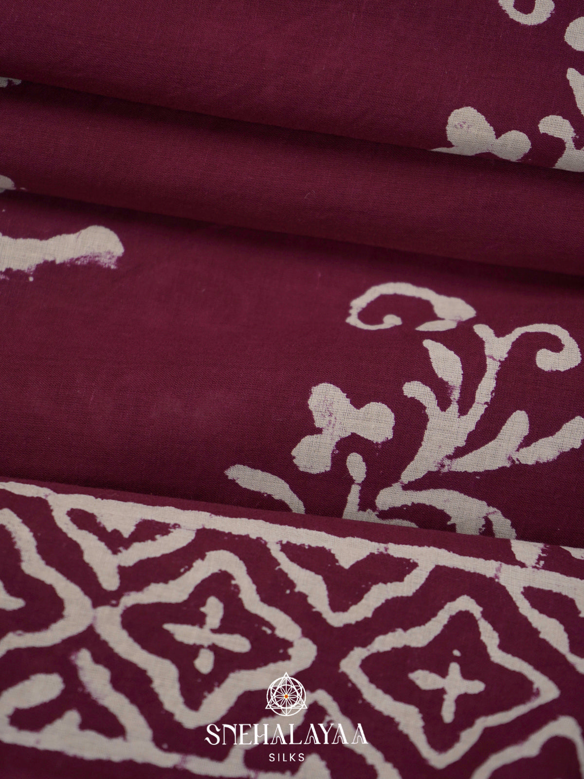 Wine Jaipur Cotton Saree