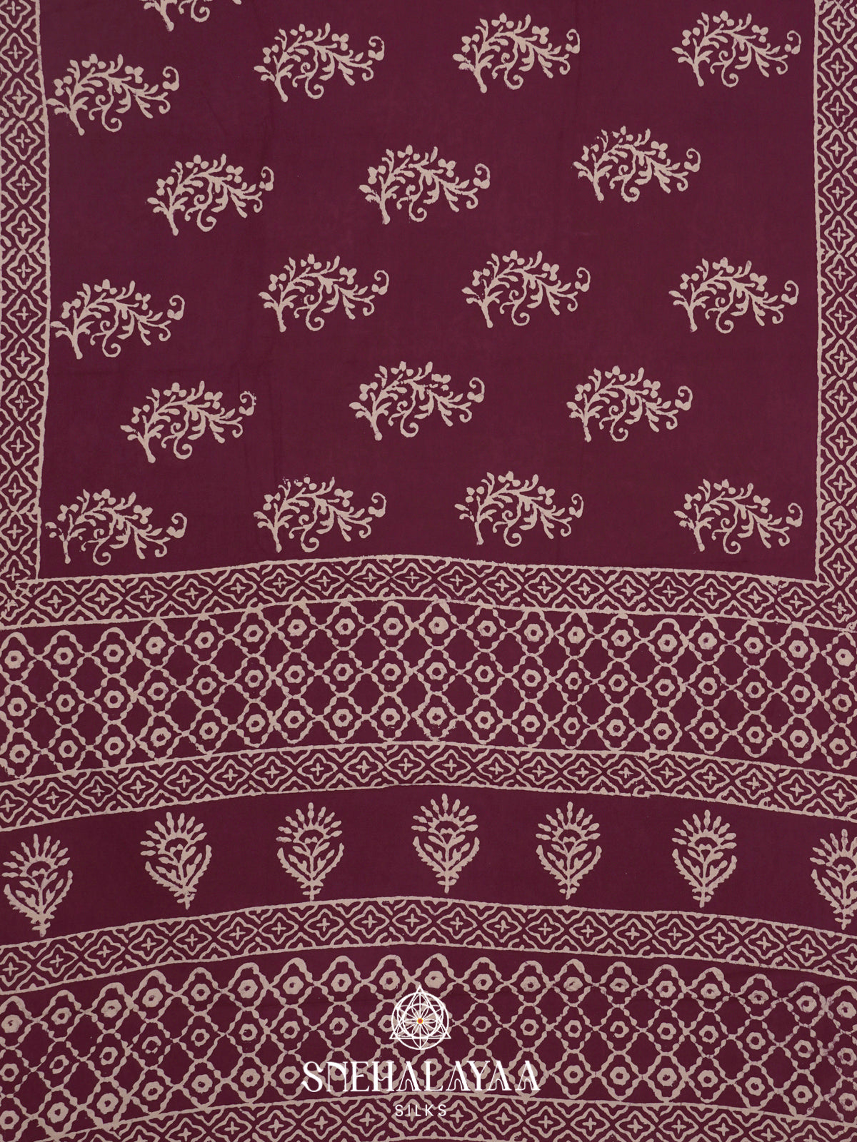 Wine Jaipur Cotton Saree