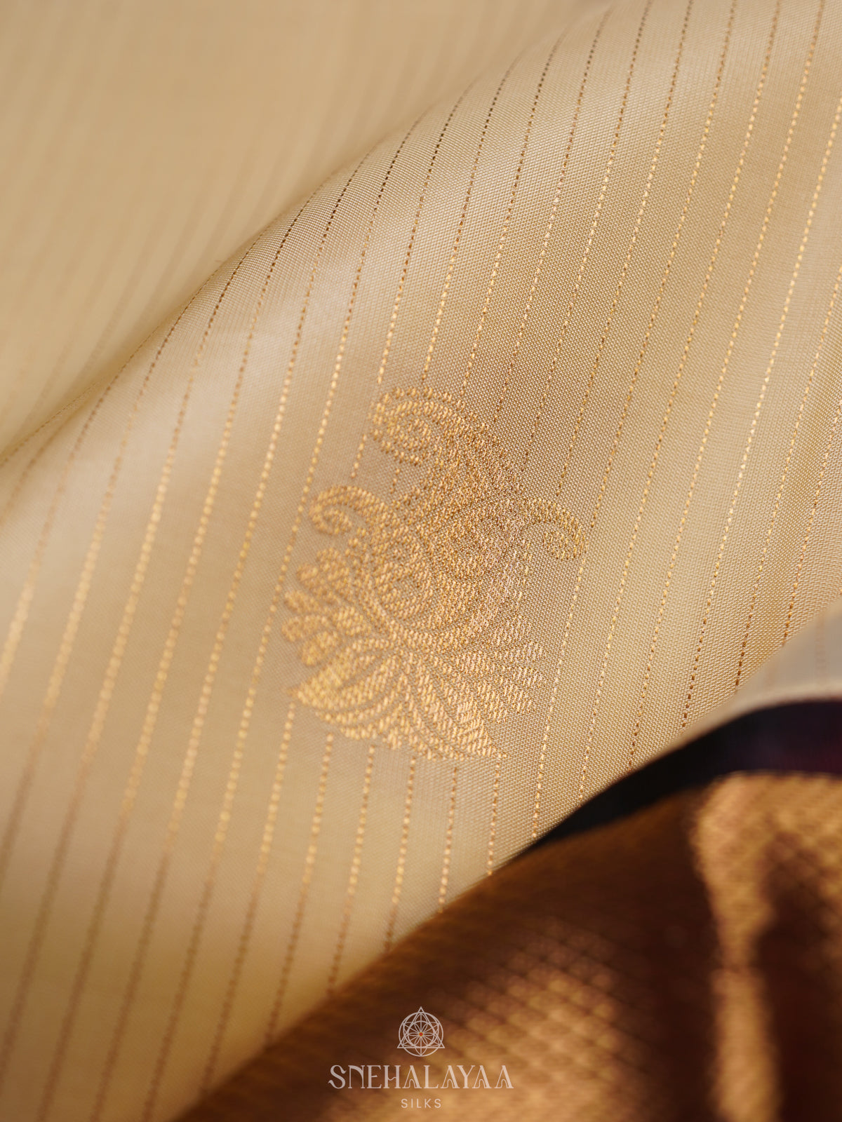 Cream Kanjivaram Silk Saree
