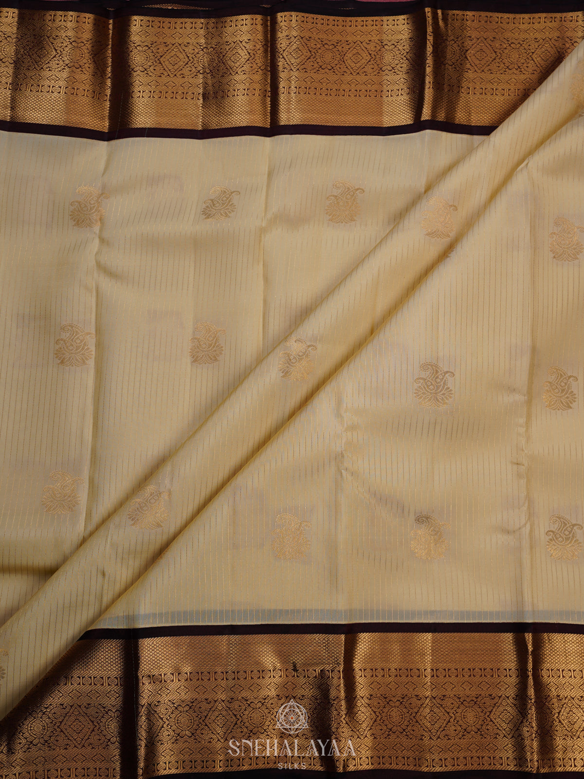 Cream Kanjivaram Silk Saree