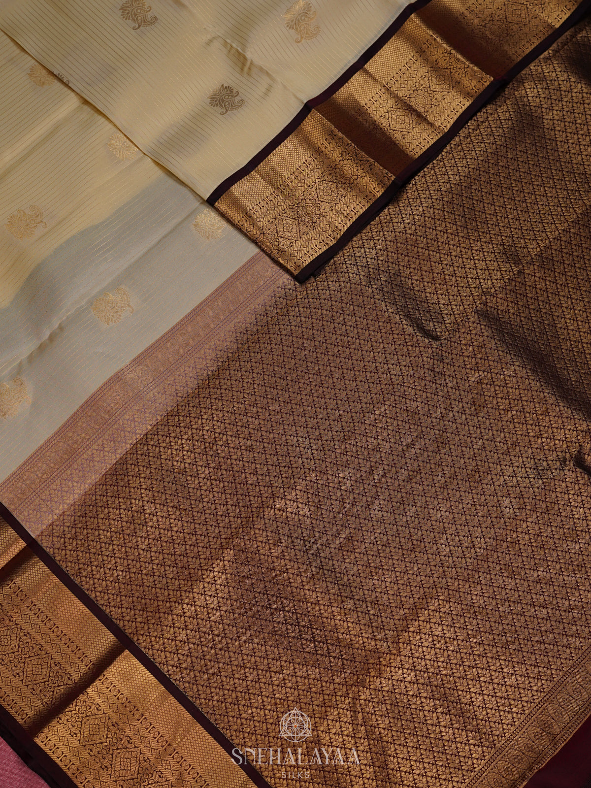Cream Kanjivaram Silk Saree